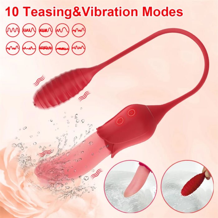 Rose Zungenvibrator G-Punkt Vibrator mit 10 Reiz- und Vibrationsmodi Klitoris Stimulator mit Vibro Eier
