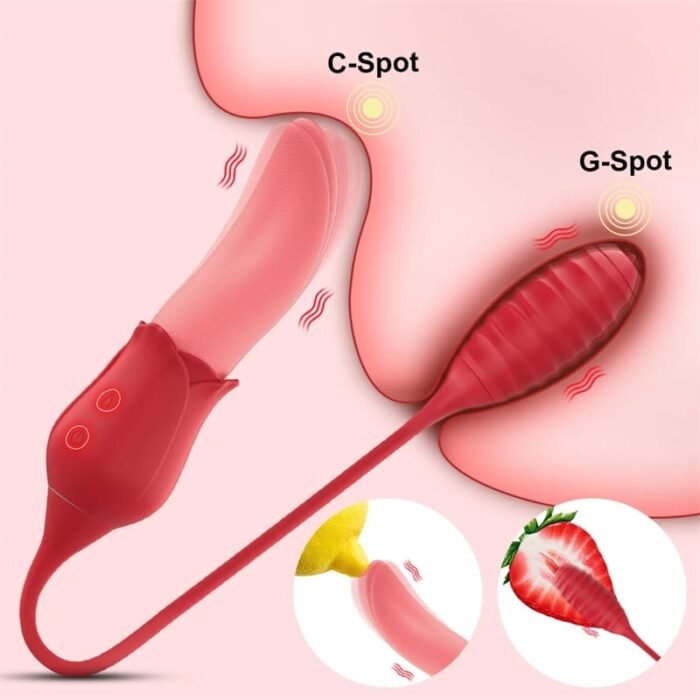 Rose Zungenvibrator G-Punkt Vibrator mit 10 Reiz- und Vibrationsmodi Klitoris Stimulator mit Vibro Eier