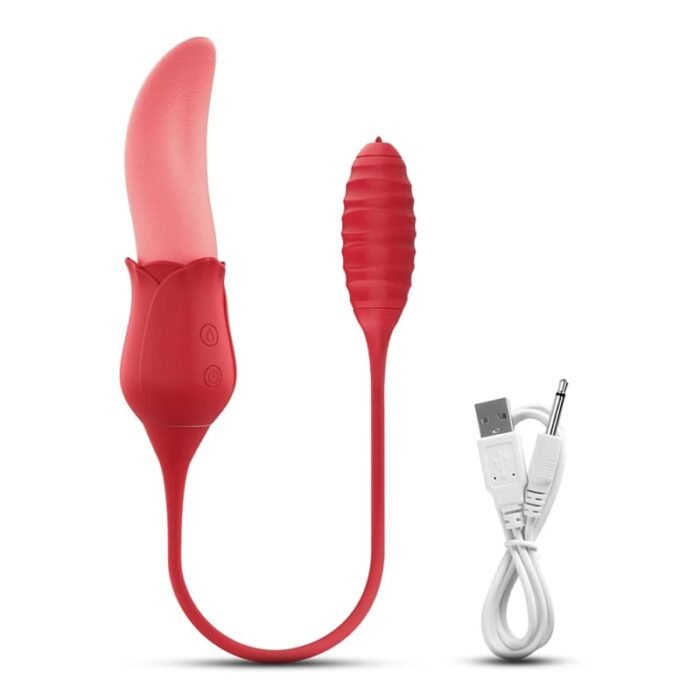 Rose Zungenvibrator G-Punkt Vibrator mit 10 Reiz- und Vibrationsmodi Klitoris Stimulator mit Vibro Eier