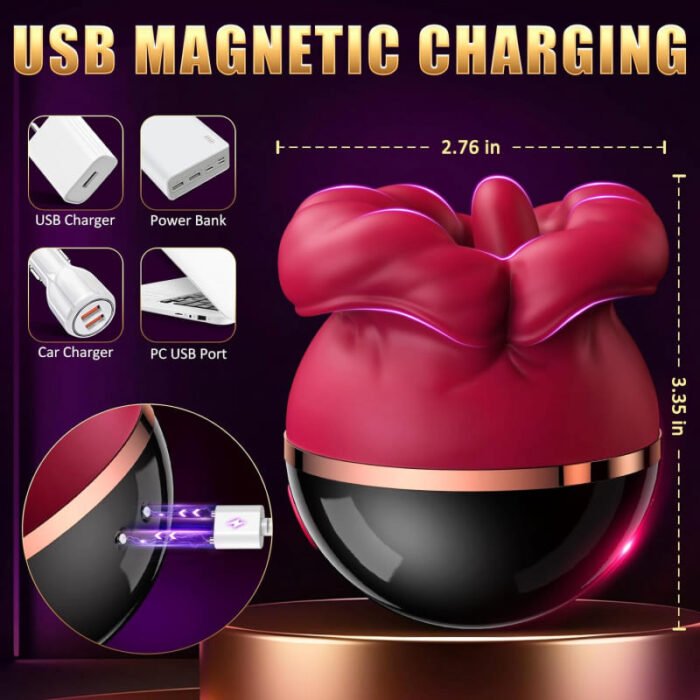 Rose Zungenvibrator & Klitoris Sauger mit 5 Saug- und 8 Leckfunktionen und APP-Steuerung 3 in 1 Rose Vibrator