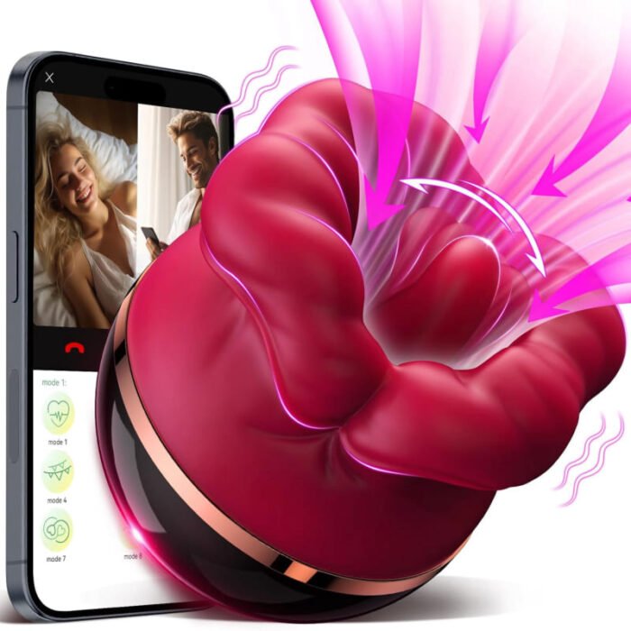 Rose Zungenvibrator & Klitoris Sauger mit 5 Saug- und 8 Leckfunktionen und APP-Steuerung 3 in 1 Rose Vibrator