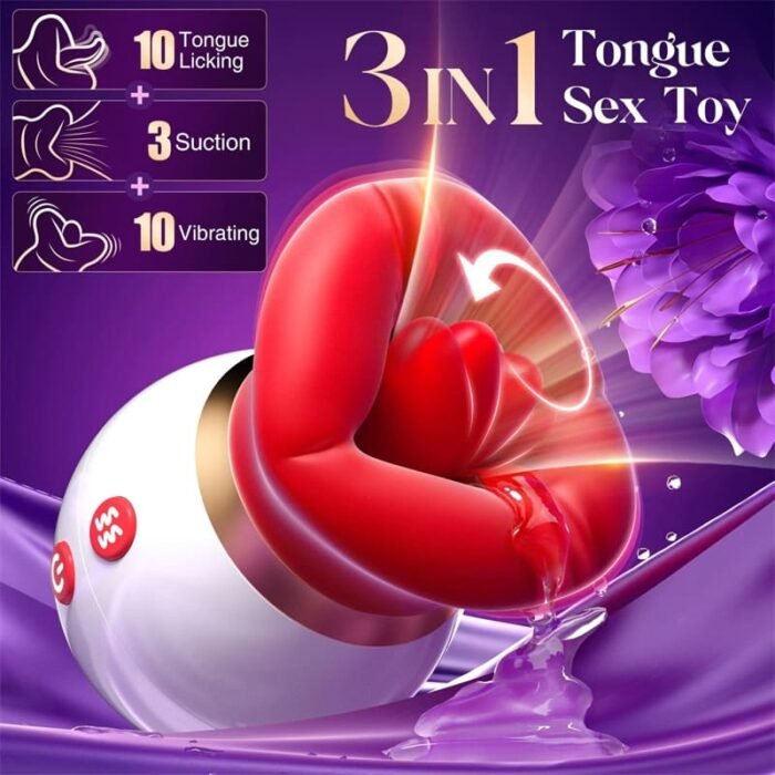 Rose Zungenvibrator mit 10 Vibrations 10 Zungenlecken 3 Saugmodi Klitoris Stimulator für Sie Sexspielzeug
