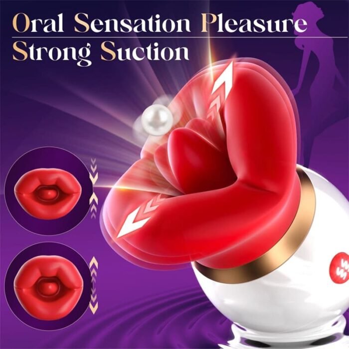 Rose Zungenvibrator mit 10 Vibrations 10 Zungenlecken 3 Saugmodi Klitoris Stimulator für Sie Sexspielzeug