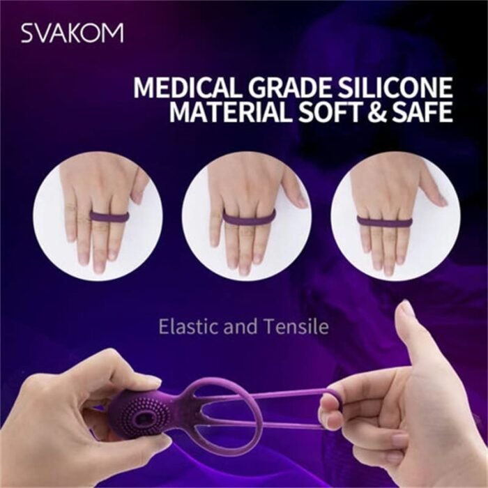SVAKOM Dual Penisring Vibrator Penishülle für Penis G-Punkt mit 5 Vibrations Silikon Sexspielzeug Männer Bondage