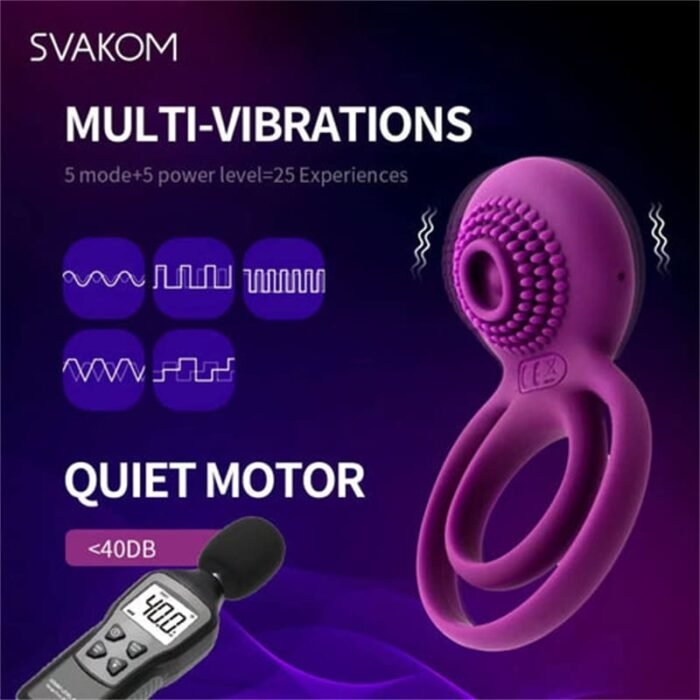 SVAKOM Dual Penisring Vibrator Penishülle für Penis G-Punkt mit 5 Vibrations Silikon Sexspielzeug Männer Bondage