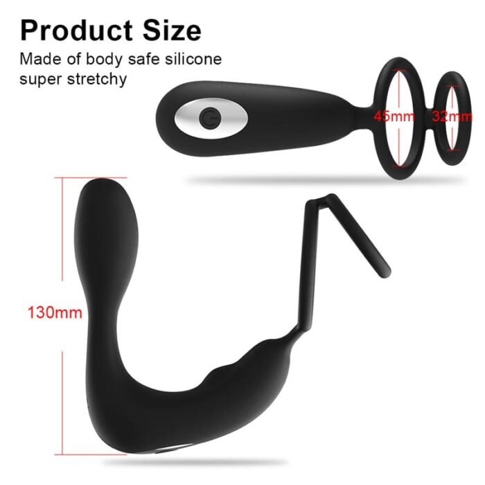 Safiman Anal Vibrator mit Dual Penisringe, 12 Vibrationsmodi Prostata Stimulation Männer Sex Spielzeug für Paare
