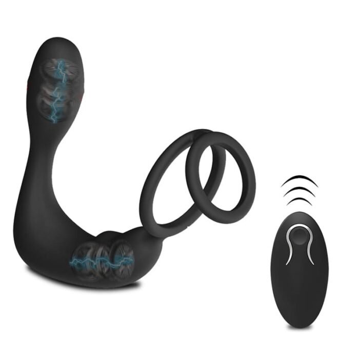 Safiman Anal Vibrator mit Dual Penisringe, 12 Vibrationsmodi Prostata Stimulation Männer Sex Spielzeug für Paare