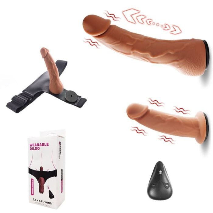 Strapon Umschnalldildo Vibratoren mit 10 Vibration 3 Stoßmodi Umschnallpenis Verstellbarer Harness Extrem SM Sex Toy Set