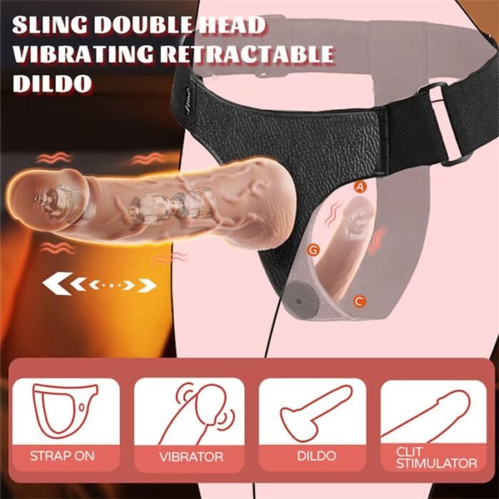 Strapon Umschnalldildo Vibratoren mit 10 Vibration 3 Stoßmodi Umschnallpenis Verstellbarer Harness Extrem SM Sex Toy Set