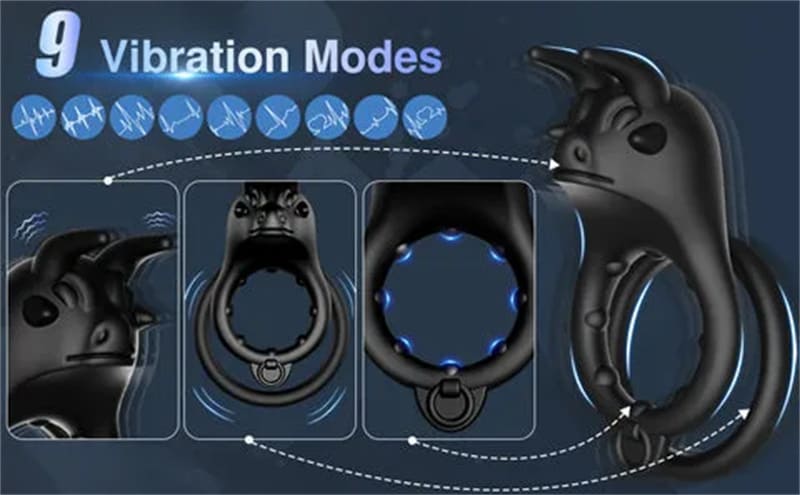 Vibrierender Penisring mit 9 Vibrationsmodi Dual Penisringe Sex Spielzeug für die Männer Paare Extrem