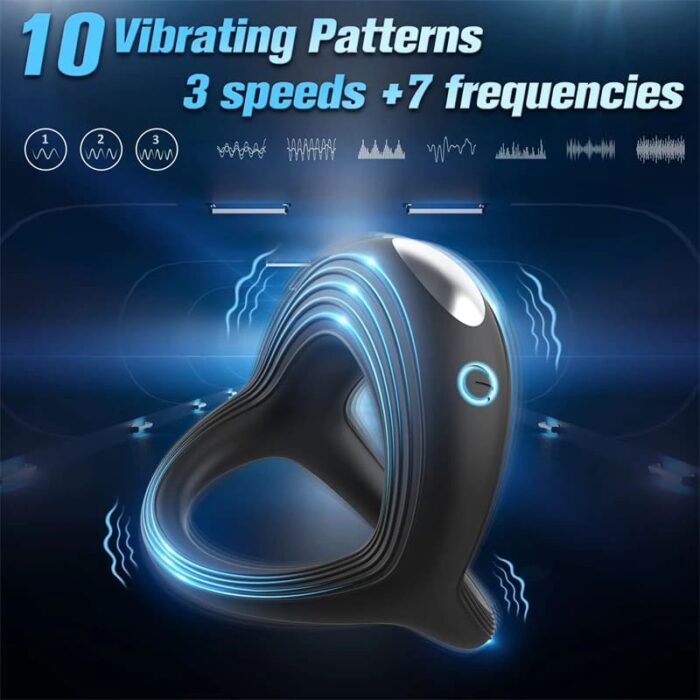 Wiederaufladbarer Penisring Vibrator mit 10 Frequenzen Vibrationsmodi Sextoys für Ihn Paare Sex