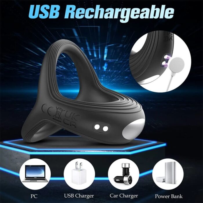 Wiederaufladbarer Penisring Vibrator mit 10 Frequenzen Vibrationsmodi Sextoys für Ihn Paare Sex