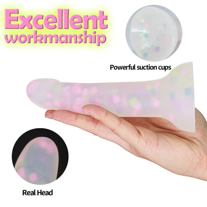 16CM Realistische Dildo aus Flüssigsilikon, Leuchtender Anal Dildo mit Starkem Saugnapf für Frauen Paare