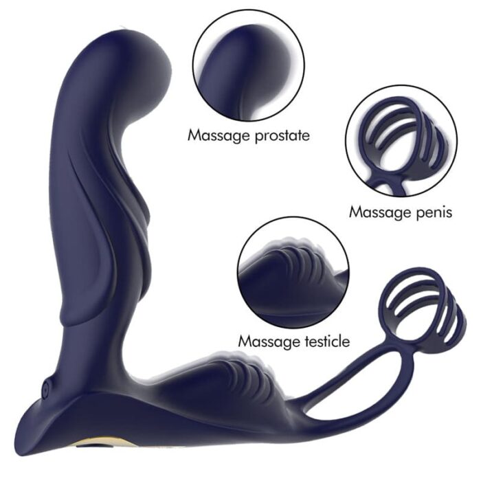 Blue Warrior Prostate Massager für Männer mit Penisring & 12 Vibrationsmodi Analvibratoren Sex Spielzeug für Paare