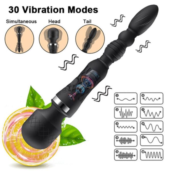 Doppelkopf Massagestab Silikon Vibratoren für sie Klitoris und G-Punkt Stimulator, Dual Motor Magic Wand Massagegerät