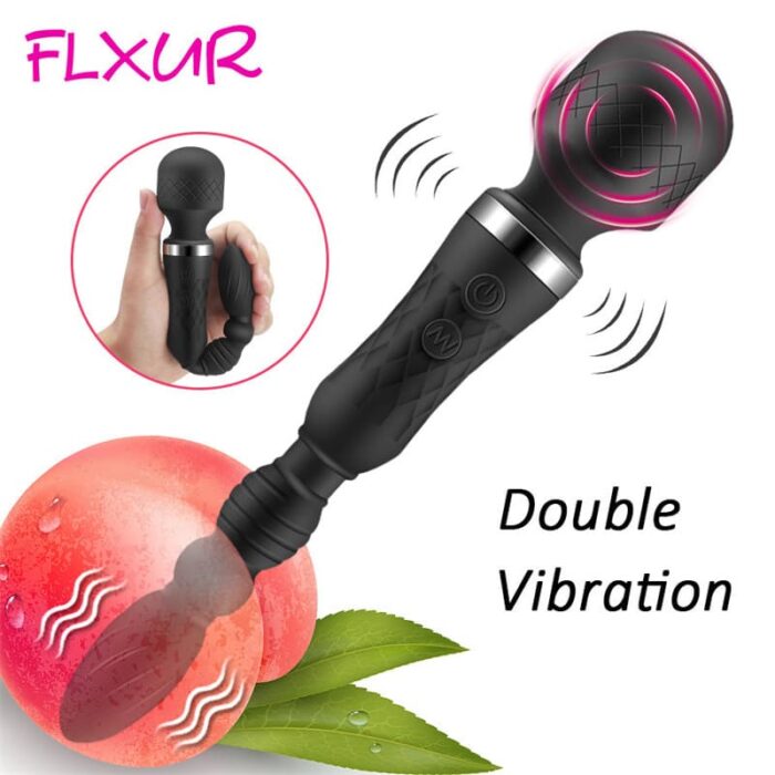 Doppelkopf Massagestab Silikon Vibratoren für sie Klitoris und G-Punkt Stimulator, Dual Motor Magic Wand Massagegerät