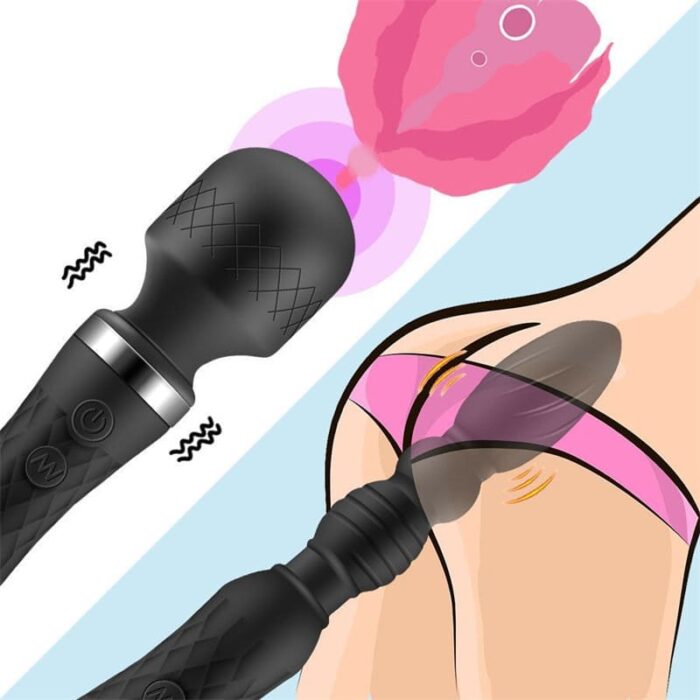 Doppelkopf Massagestab Silikon Vibratoren für sie Klitoris und G-Punkt Stimulator, Dual Motor Magic Wand Massagegerät