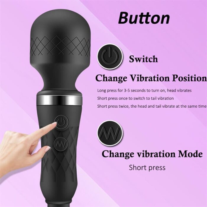 Doppelkopf Massagestab Silikon Vibratoren für sie Klitoris und G-Punkt Stimulator, Dual Motor Magic Wand Massagegerät