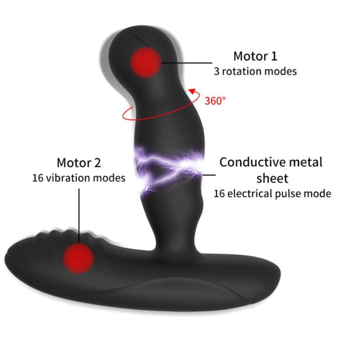 LEVETT Elektroschock Analvibratoren Prostata Stimulation Männer mit 19 Vibration & Rotation Buttplug für Paare Extrem Sex