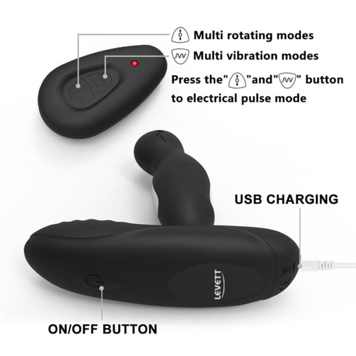 LEVETT Elektroschock Analvibratoren Prostata Stimulation Männer mit 19 Vibration & Rotation Buttplug für Paare Extrem Sex