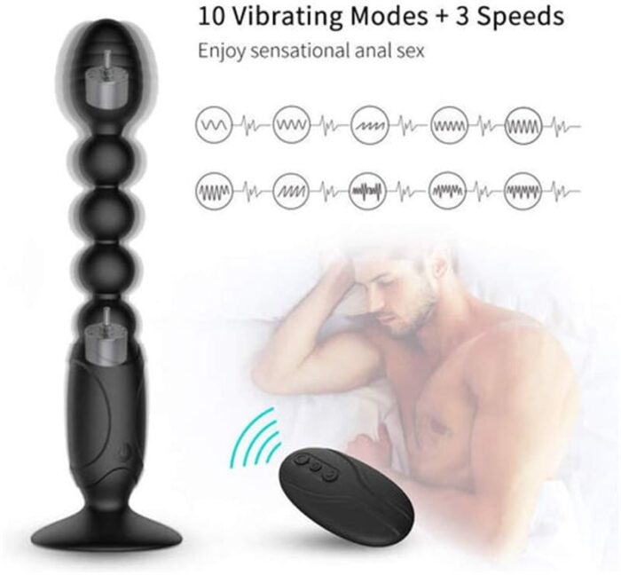 Lovesvibe Analkugeln Vibrator mit 10 Vibrationsmodi Silikon Analvibrator Adult Sex Toys für Frauen Paare