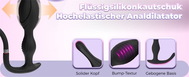 Lovesvibe Aufblasbar Analplug mit Pumpe, 24cm Verstellbar Riesen Dildo Butt Plug Anal Dilatator SM Sexspielzeug