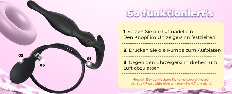 Lovesvibe Aufblasbar Analplug mit Pumpe, 24cm Verstellbar Riesen Dildo Butt Plug Anal Dilatator SM Sexspielzeug