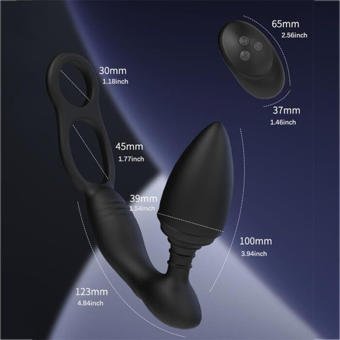 Lovesvibe Elektrischer Analplug mit Dual Penisring & 10 Vibrationen Anal Vibrator für Männer Paare