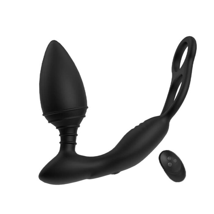 Lovesvibe Elektrischer Analplug mit Dual Penisring & 10 Vibrationen Anal Vibrator für Männer Paare