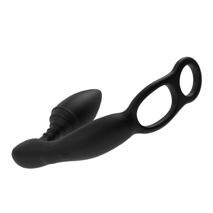Lovesvibe Elektrischer Analplug mit Dual Penisring & 10 Vibrationen Anal Vibrator für Männer Paare