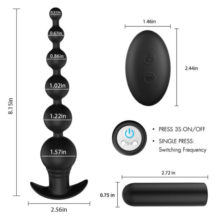 Lovesvibe Silikon Analkugeln Anfänger Analvibratoren# für Frauen und Männer mit 9 Vibrationsmodi & Fernbedienung