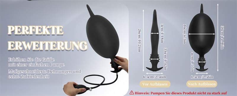 Lovesvibe Superlang Inflatable Plugs mit Pumpe 26cm Verstellbar Riesen Dildo Aufblasbar Analplug