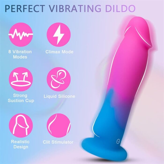 Realistische Dildo Vibratoren mit Saugnapf, LOVESVIBE 8 Vibrationsmodi Bunte Analdildos Sexspielzeug für Frauen Paare