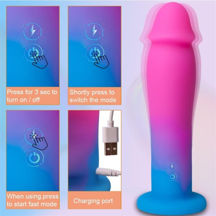 Realistische Dildo Vibratoren mit Saugnapf, LOVESVIBE 8 Vibrationsmodi Bunte Analdildos Sexspielzeug für Frauen Paare
