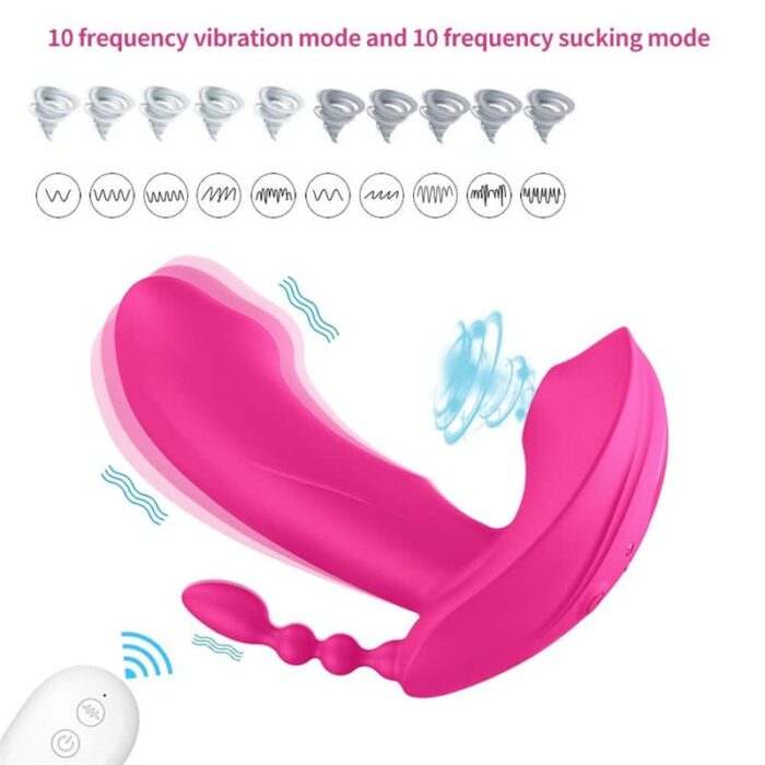 Rosa G-Punkt Stimulator mit Analkugeln & Klitoris Sauger, 3 In 1 Vibration für Frauen Sex Spielzeug Dildo Vibrator