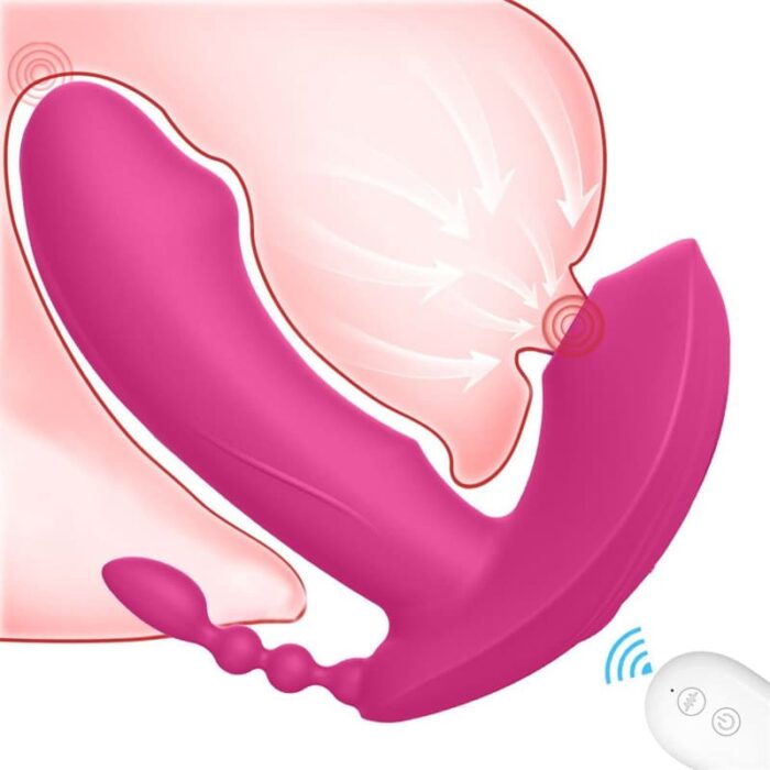 Rosa G-Punkt Stimulator mit Analkugeln & Klitoris Sauger, 3 In 1 Vibration für Frauen Sex Spielzeug Dildo Vibrator