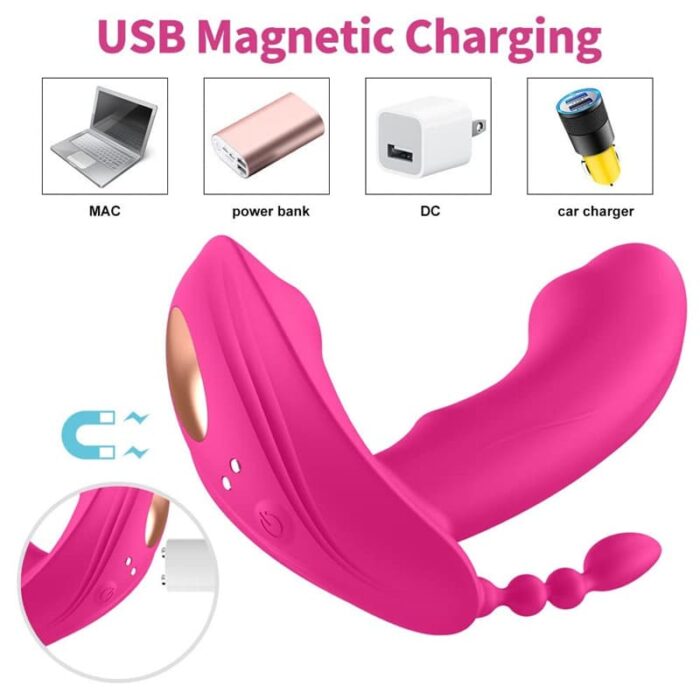 Rosa G-Punkt Stimulator mit Analkugeln & Klitoris Sauger, 3 In 1 Vibration für Frauen Sex Spielzeug Dildo Vibrator