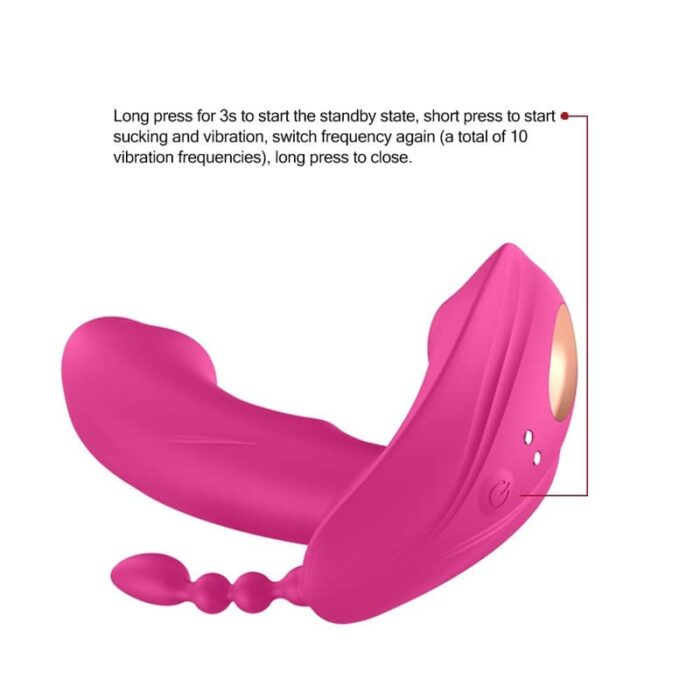 Rosa G-Punkt Stimulator mit Analkugeln & Klitoris Sauger, 3 In 1 Vibration für Frauen Sex Spielzeug Dildo Vibrator