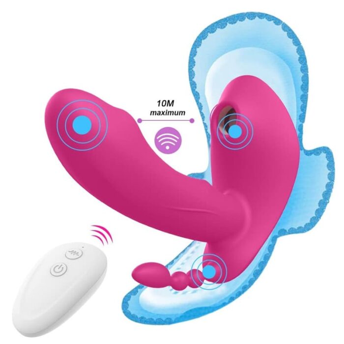 Rosa G-Punkt Stimulator mit Analkugeln & Klitoris Sauger, 3 In 1 Vibration für Frauen Sex Spielzeug Dildo Vibrator