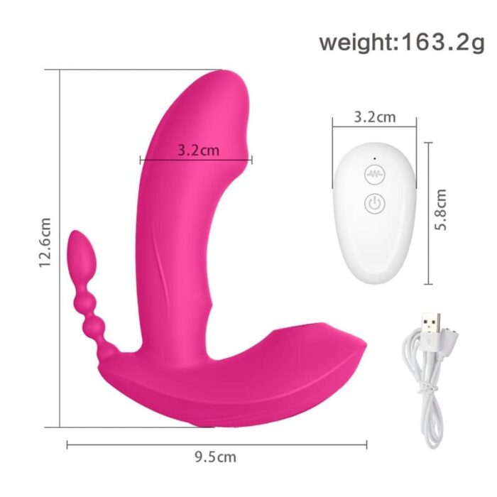 Rosa G-Punkt Stimulator mit Analkugeln & Klitoris Sauger, 3 In 1 Vibration für Frauen Sex Spielzeug Dildo Vibrator