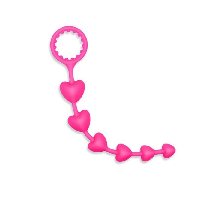S-HANDE SHD-S017 Silikon Analkugeln - 22.5cm Silikon Anal Kette mit 6 Herzförmige Kugeln