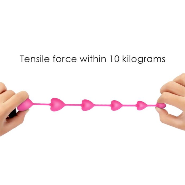S-HANDE SHD-S017 Silikon Analkugeln - 22.5cm Silikon Anal Kette mit 6 Herzförmige Kugeln