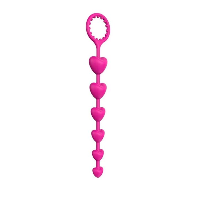 S-HANDE SHD-S017 Silikon Analkugeln - 22.5cm Silikon Anal Kette mit 6 Herzförmige Kugeln