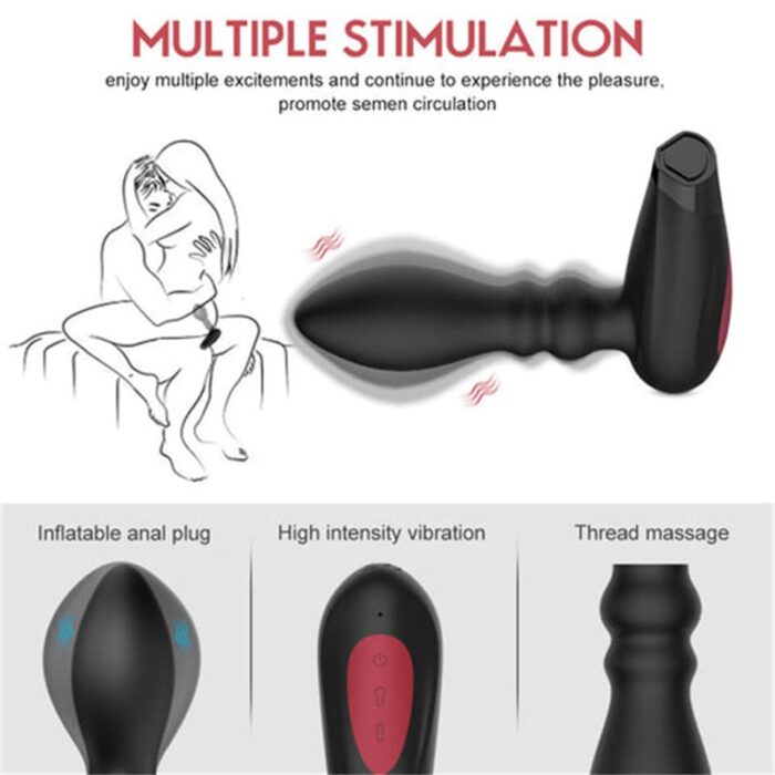 WISTONE Prostata Massage Aufblasbarer Analplug mit 10 Vibrations Analvibratoren Sex Spielzeug für die Männer