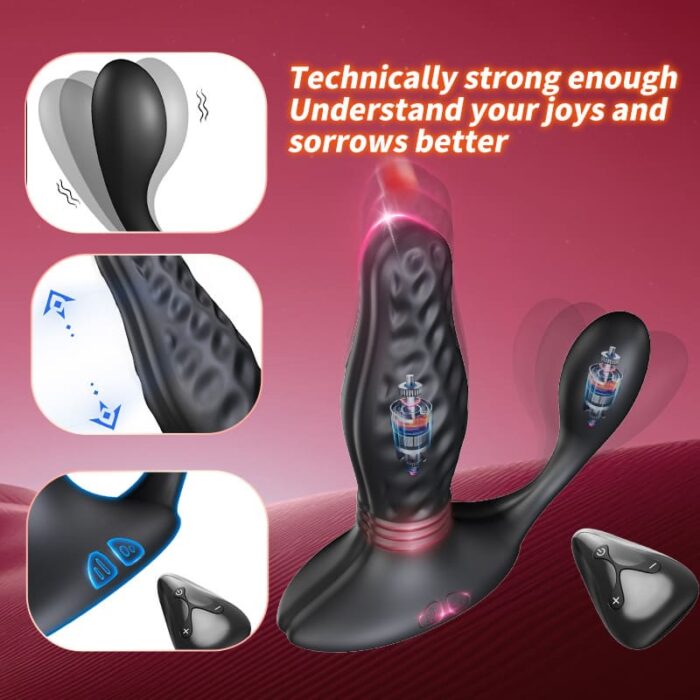 YEAIN YY813 Anal Dildo Männer Prostata Stimulator mit 12 Vibrations & 3 Stoßfunktion Wasserdicht Analvibrator