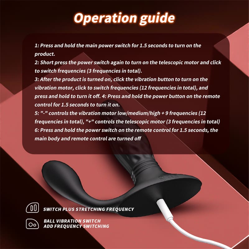 YEAIN YY813 Anal Dildo Männer Prostata Stimulator mit 12 Vibrations & 3 Stoßfunktion Wasserdicht Analvibrator