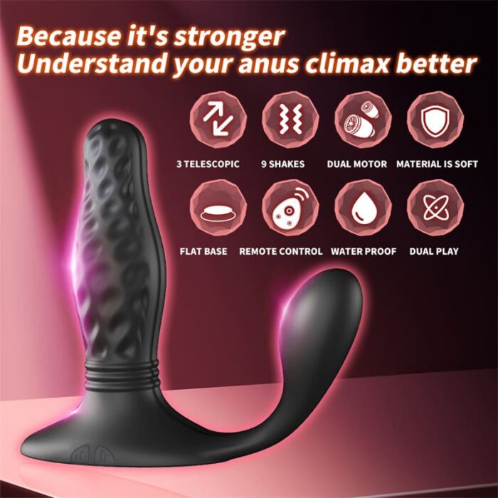 YEAIN YY813 Anal Dildo Männer Prostata Stimulator mit 12 Vibrations & 3 Stoßfunktion Wasserdicht Analvibrator