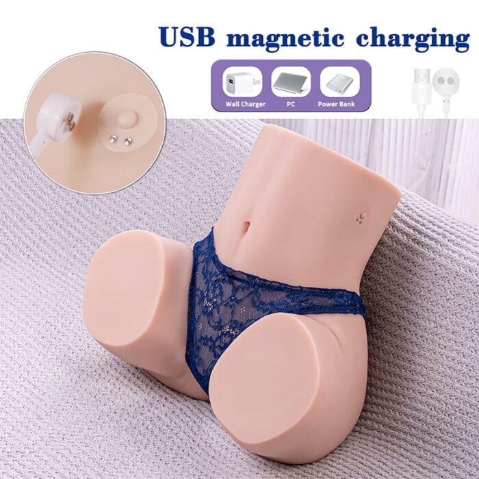 12,5KG Gina Automatischer Sexpuppen Torso Masturbator mit 4 Frequenz Vibrations und 3-Gang-Teleskopkanäle
