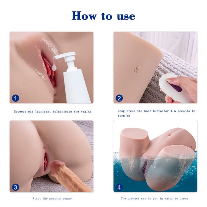 12,5KG Gina Automatischer Sexpuppen Torso Masturbator mit 4 Frequenz Vibrations und 3-Gang-Teleskopkanäle