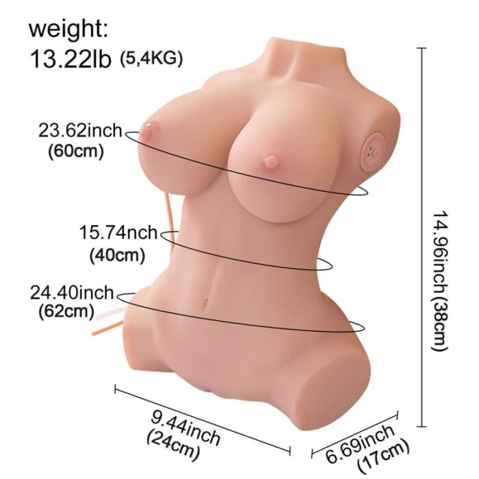 5.4KG Lara 5 Vibrations und Saugen Automatischer Masturbator Sexpuppen Torso mit Große Titten, Vagina & Anal